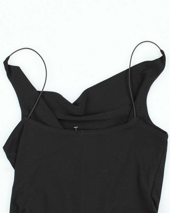 Y2k 00s Sirens Black Sparkly Cowl Neck Top - L