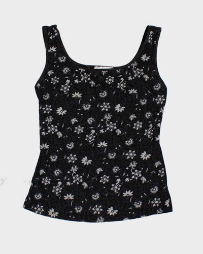 Y2k 00s La Vie En Rose Black Floral Cami - M