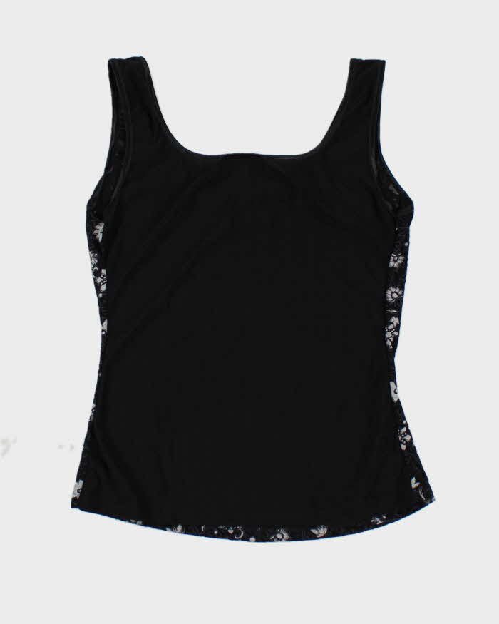 Y2k 00s La Vie En Rose Black Floral Cami - M