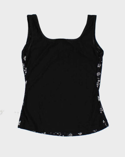 Y2k 00s La Vie En Rose Black Floral Cami - M