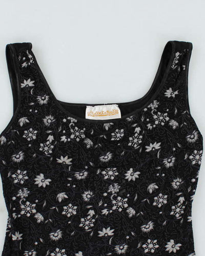 Y2k 00s La Vie En Rose Black Floral Cami - M