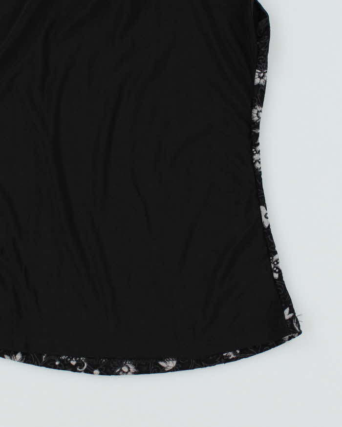 Y2k 00s La Vie En Rose Black Floral Cami - M