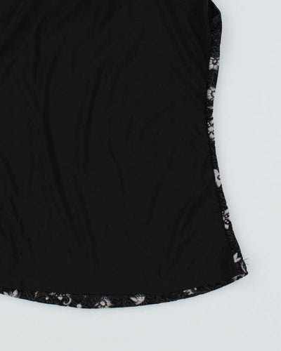 Y2k 00s La Vie En Rose Black Floral Cami - M
