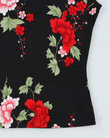 Y2k 00s Floral Print Key Hole Top - M