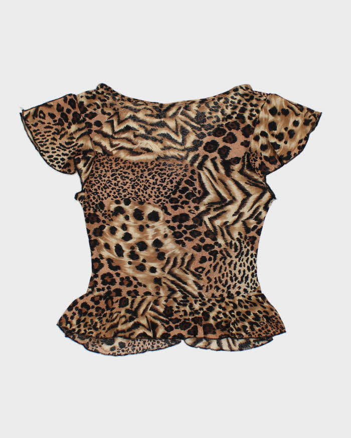 Y2k 00s Siren Leopard Print Ruched Top - S