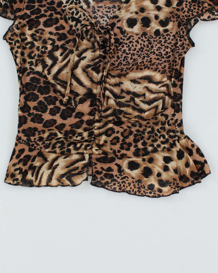 Y2k 00s Siren Leopard Print Ruched Top - S
