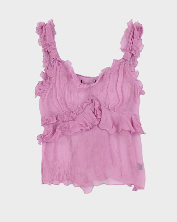 Y2k 00s Mesh Ruffle Cami Top - S – Rokit