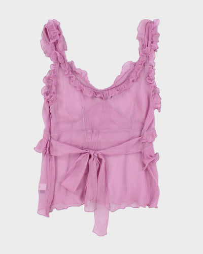 Y2k 00s Mesh Ruffle Cami Top - S
