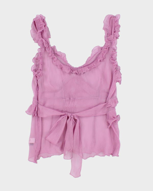 Y2k 00s Mesh Ruffle Cami Top - S