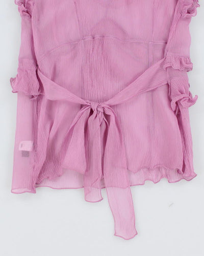 Y2k 00s Mesh Ruffle Cami Top - S