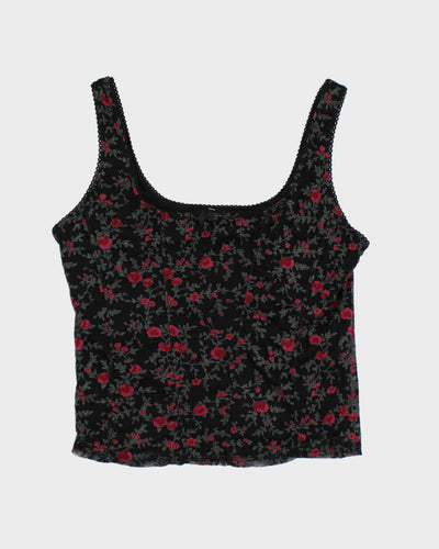 Y2K 00s Le Chateau Floral Mesh Top - S