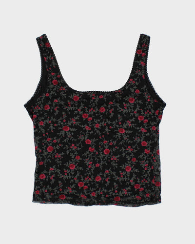 Y2K 00s Le Chateau Floral Mesh Top - S