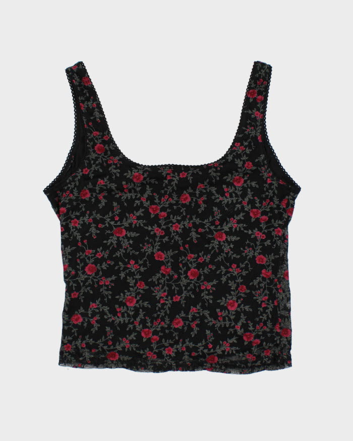 Y2K 00s Le Chateau Floral Mesh Top - S