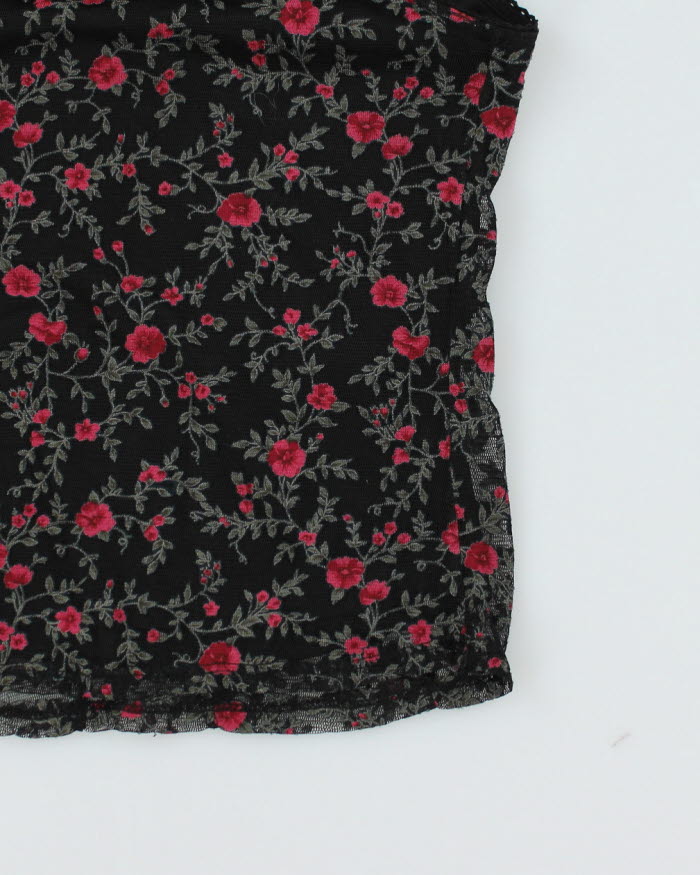 Y2K 00s Le Chateau Floral Mesh Top - S