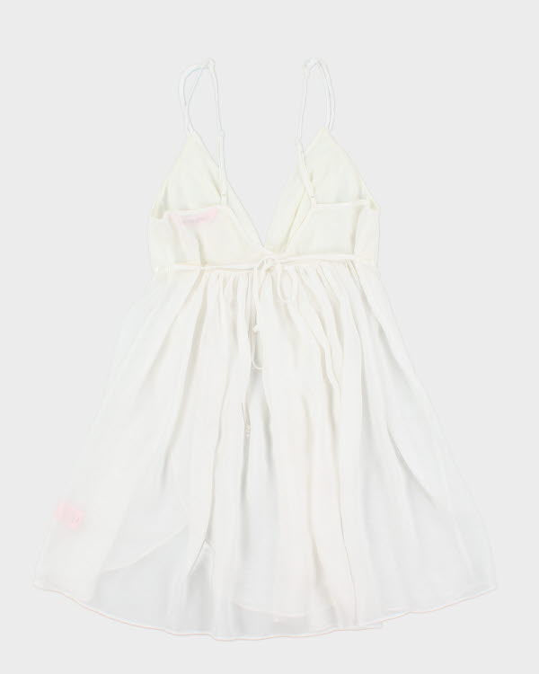 Y2k 00s La Vie En Rose White Mesh Cami - S