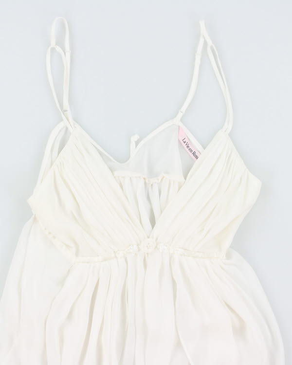 Y2k 00s La Vie En Rose White Mesh Cami - S