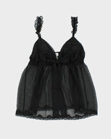 Deadstock Y2k 00s Black Mesh Cami - M