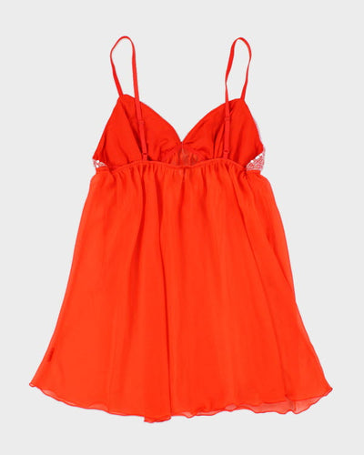 Y2k 00s La Senza Orange Mesh Sequin Cami - L