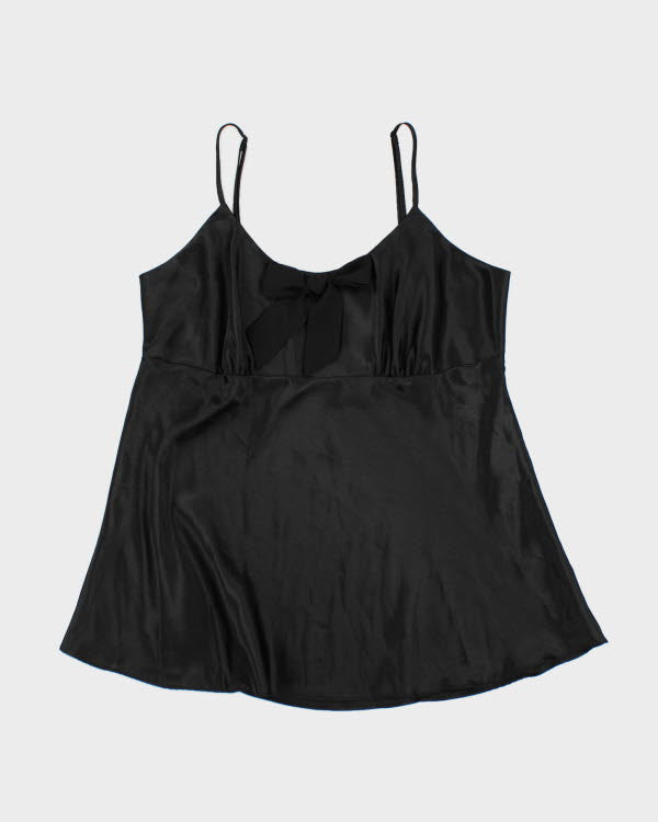 Y2k 00s La Vie En Rose Black Satin Cami - L