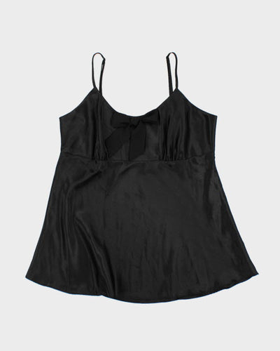 Y2k 00s La Vie En Rose Black Satin Cami - L