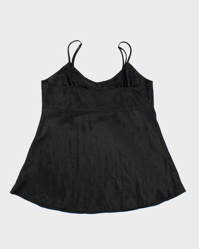 Y2k 00s La Vie En Rose Black Satin Cami - L