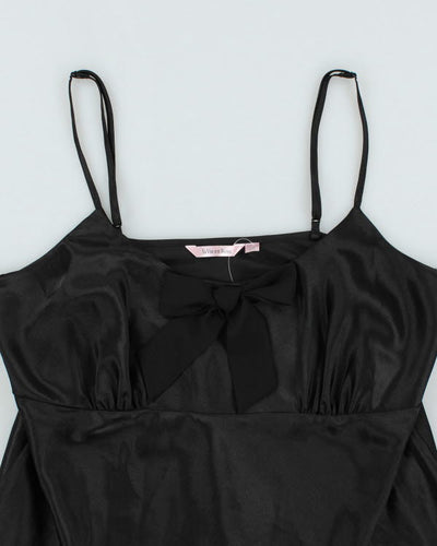 Y2k 00s La Vie En Rose Black Satin Cami - L
