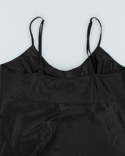 Y2k 00s La Vie En Rose Black Satin Cami - L