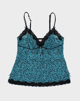 Y2k 00s La Vie En Rose Blue Leopard Print - M