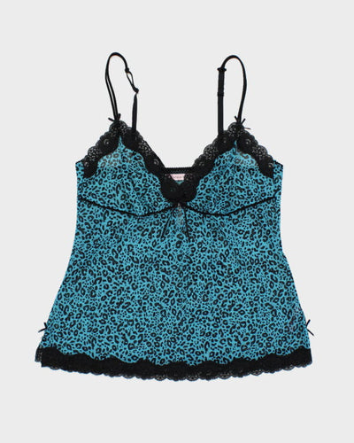 Y2k 00s La Vie En Rose Blue Leopard Print - M