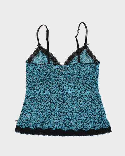 Y2k 00s La Vie En Rose Blue Leopard Print - M