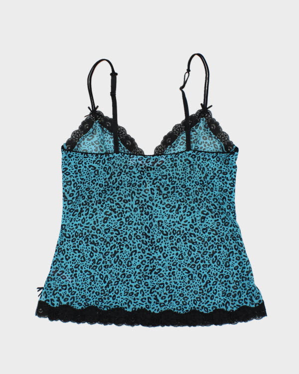 Y2k 00s La Vie En Rose Blue Leopard Print - M