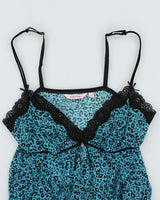Y2k 00s La Vie En Rose Blue Leopard Print - M