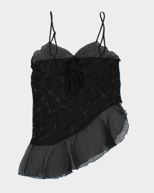 Y2k 00s Black Mesh Cami - M