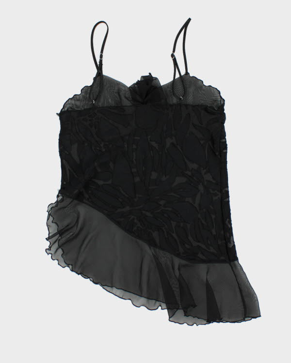 Y2k 00s Black Mesh Cami - M
