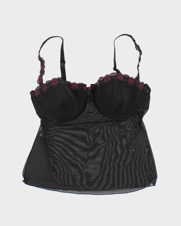 Y2k 00s Black Mesh Cami - S