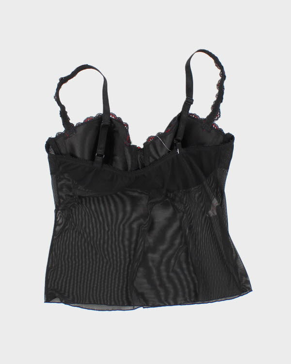 Y2k 00s Black Mesh Cami - S