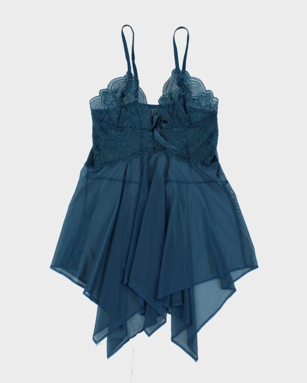 Y2k 00s Turquoise Handkerchief Hem Cami - S