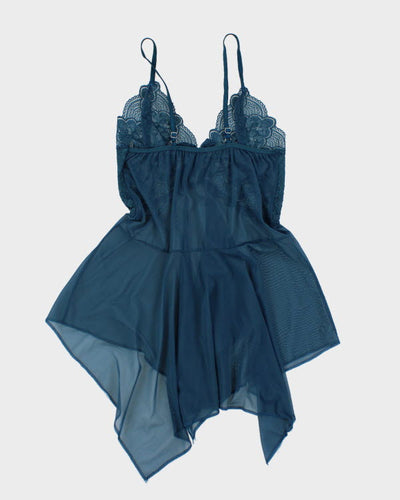 Y2k 00s Turquoise Handkerchief Hem Cami - S