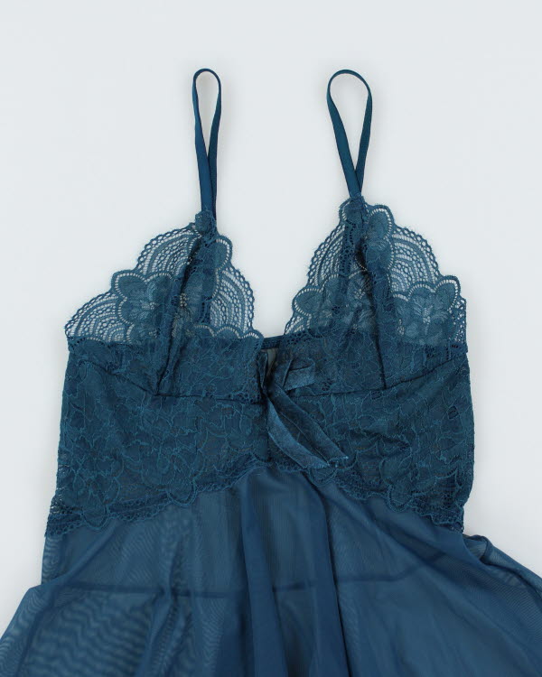 Y2k 00s Turquoise Handkerchief Hem Cami - S
