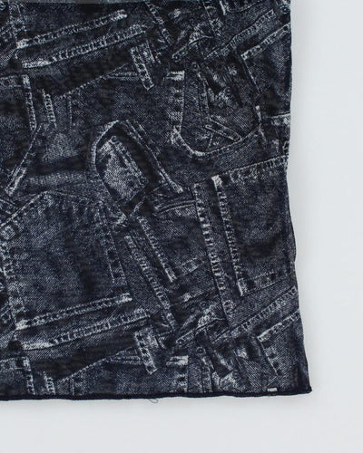Y2k 00s Denim Print Mesh Cami - M