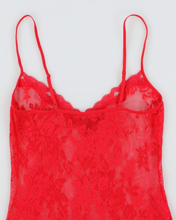 Y2k 00s Victoria's Secret Red Lace Cami - XS