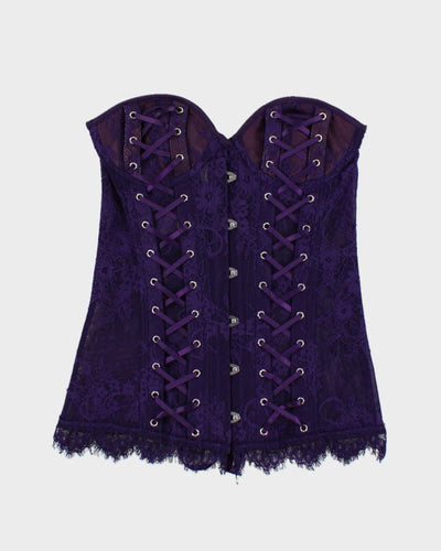Y2k 00s Purple Lace Corset - XS