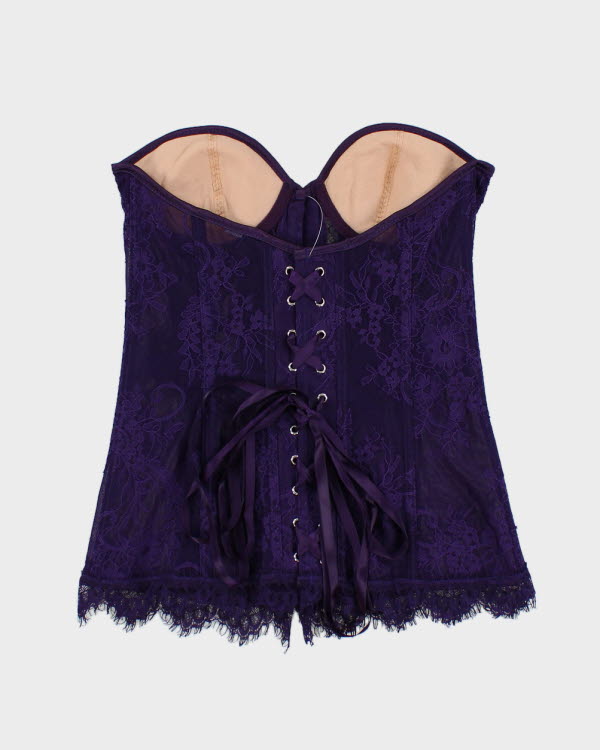 Y2k 00s Purple Lace Corset - XS