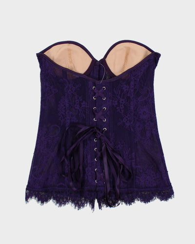 Y2k 00s Purple Lace Corset - XS