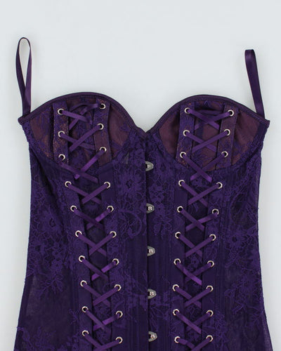Y2k 00s Purple Lace Corset - XS