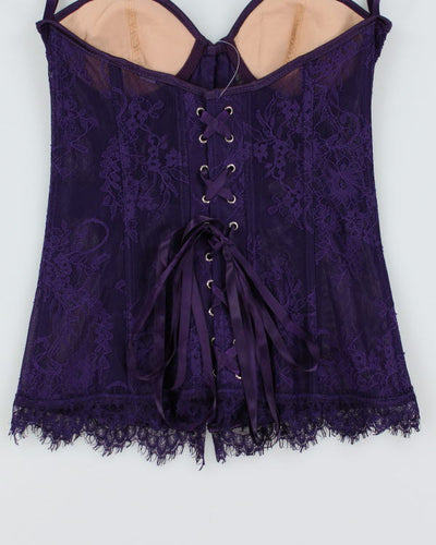 Y2k 00s Purple Lace Corset - XS