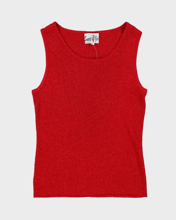 Y2k 00s Smart Girl Red Sparkly Knit Top - S