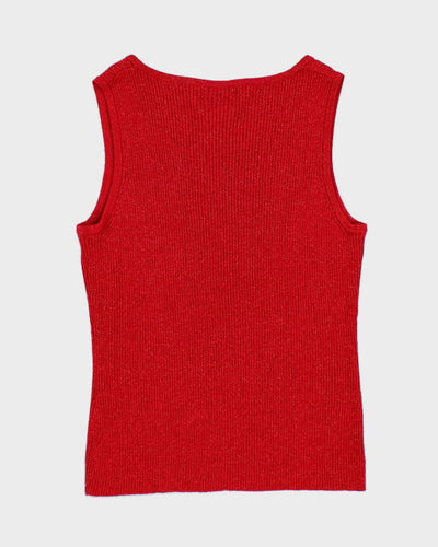 Y2k 00s Smart Girl Red Sparkly Knit Top - S