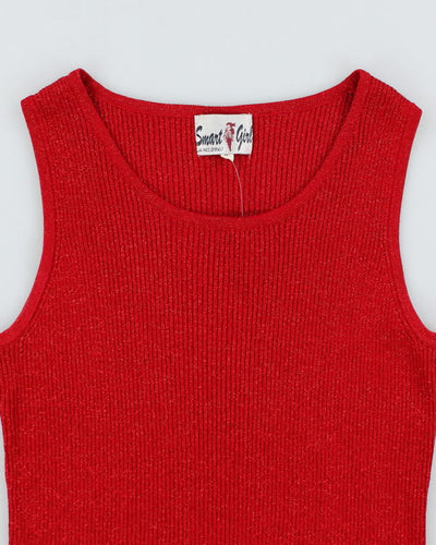 Y2k 00s Smart Girl Red Sparkly Knit Top - S