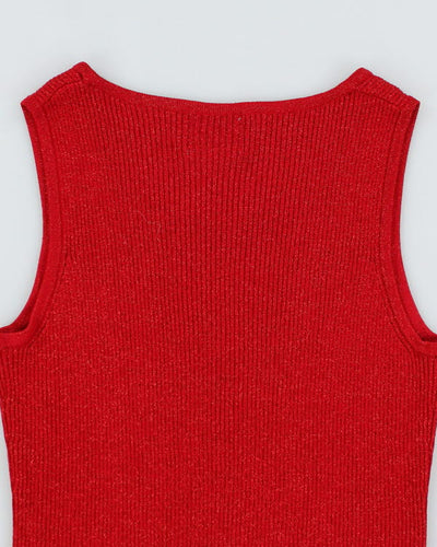 Y2k 00s Smart Girl Red Sparkly Knit Top - S